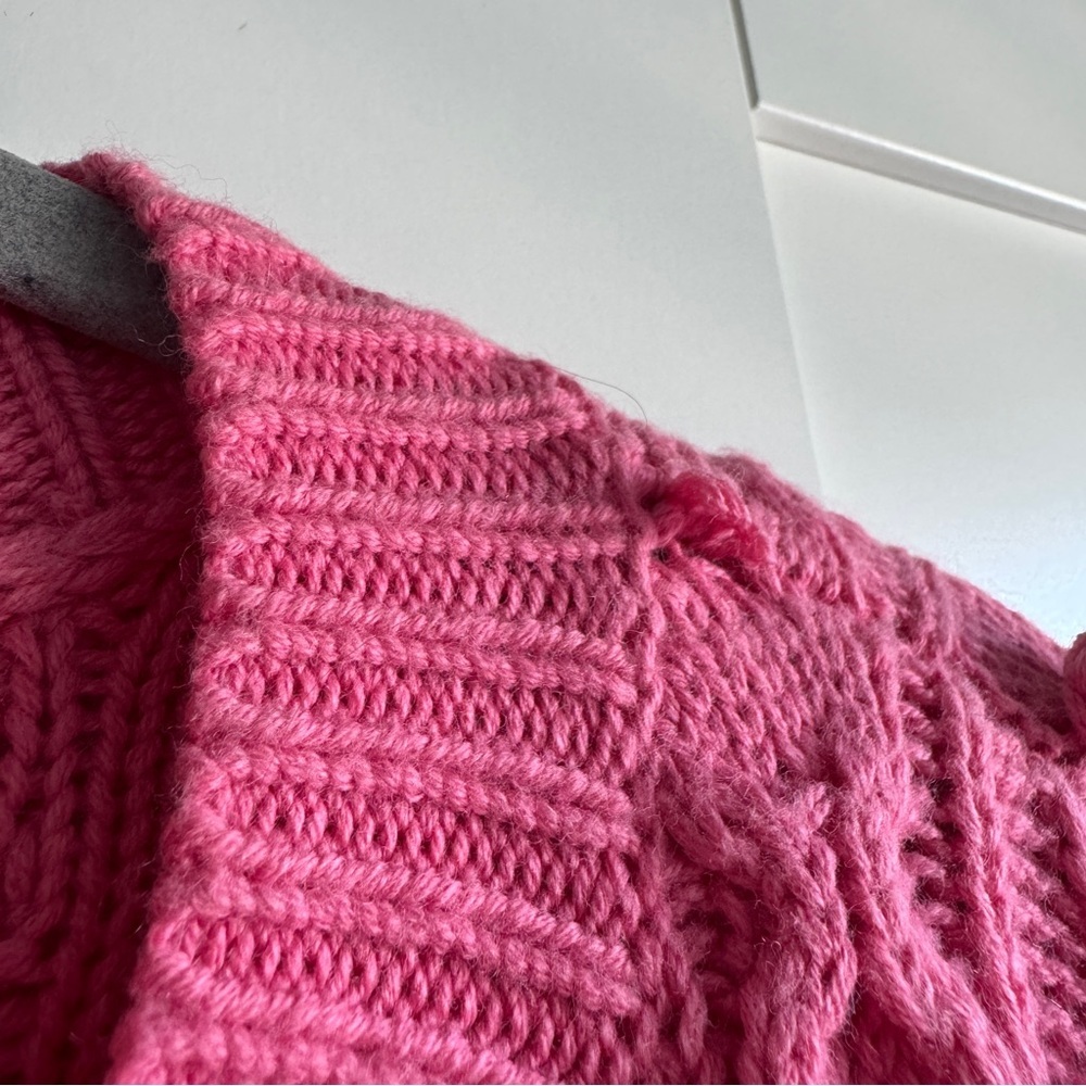 Alice + Olivia Pink Kitty Puff-Sleeve Cardigan Size Large - Picture 9 of 11